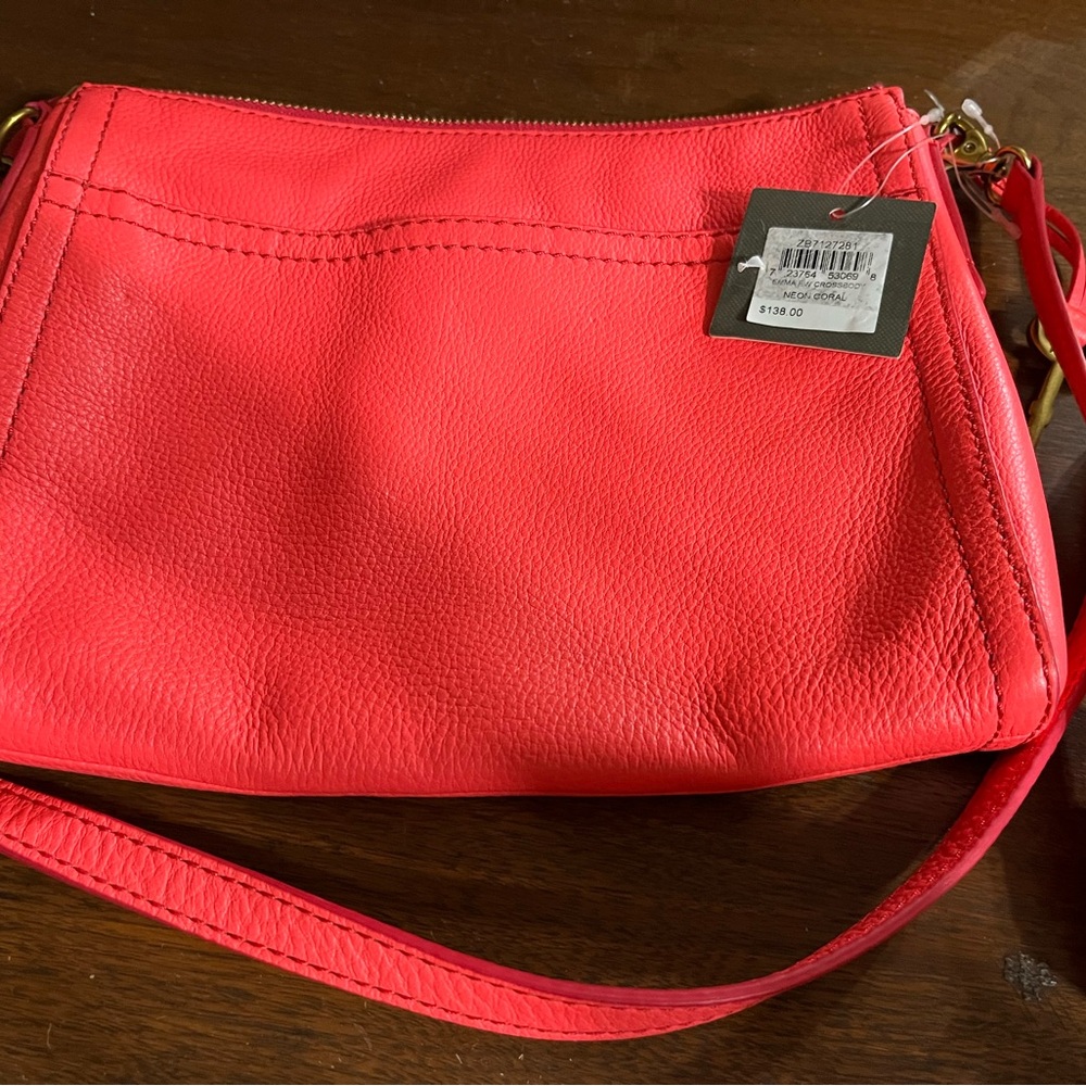 Fossil Crossbody 8.5x 10 inches NWT Neon Coral